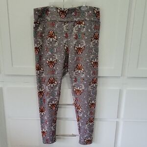 No Boundaries Women's Festive Reindeer Gray Fleece Lined Leggings